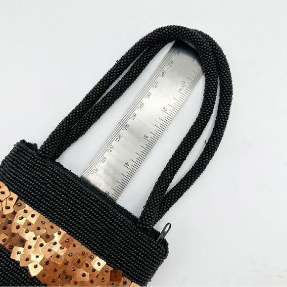 Black and Copper‎ Beaded, Sequined Small Fancy Mini Bag Handbag - Picture 9 of 10
